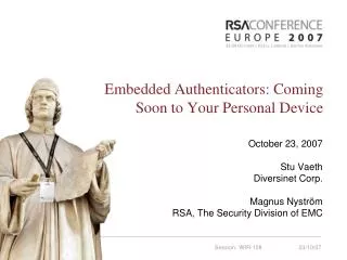 Embedded Authenticators: Coming Soon to Your Personal Device
