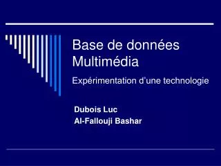 base de donn es multim dia exp rimentation d une technologie