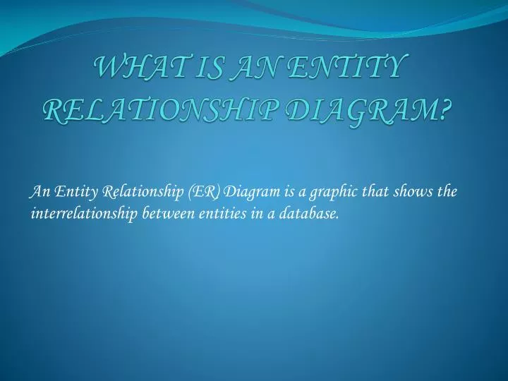 what is an entity relationship diagram