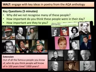 WALT: engage with key ideas in poetry from the AQA anthology