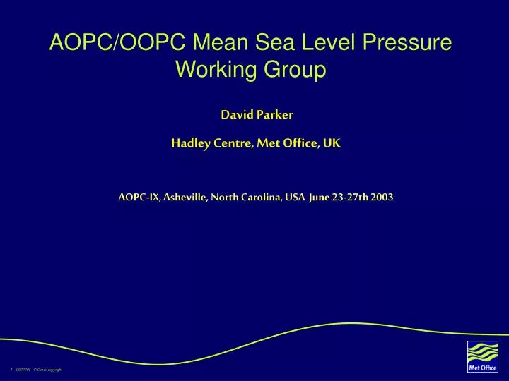 aopc oopc mean sea level pressure working group