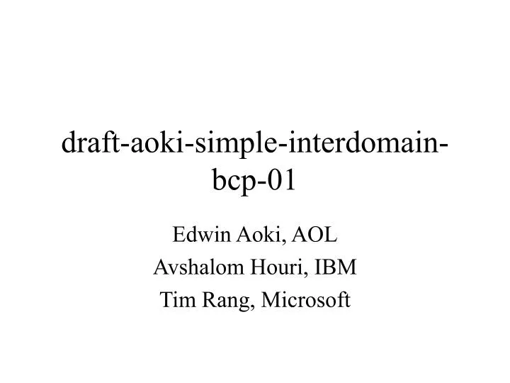 draft aoki simple interdomain bcp 01