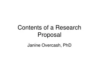 Contents of a Research Proposal