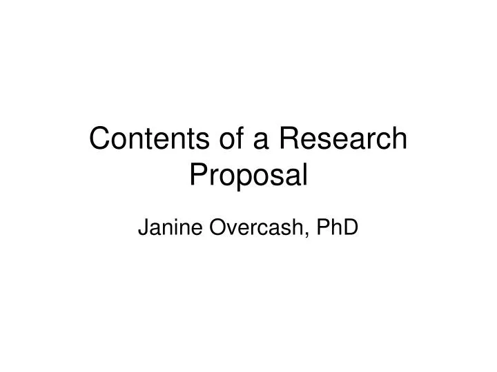 contents of a research proposal introduction