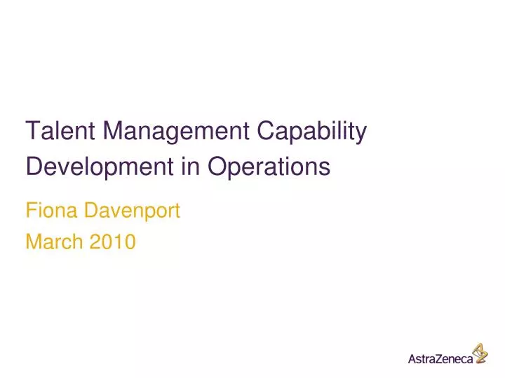 talent management capability development in operations