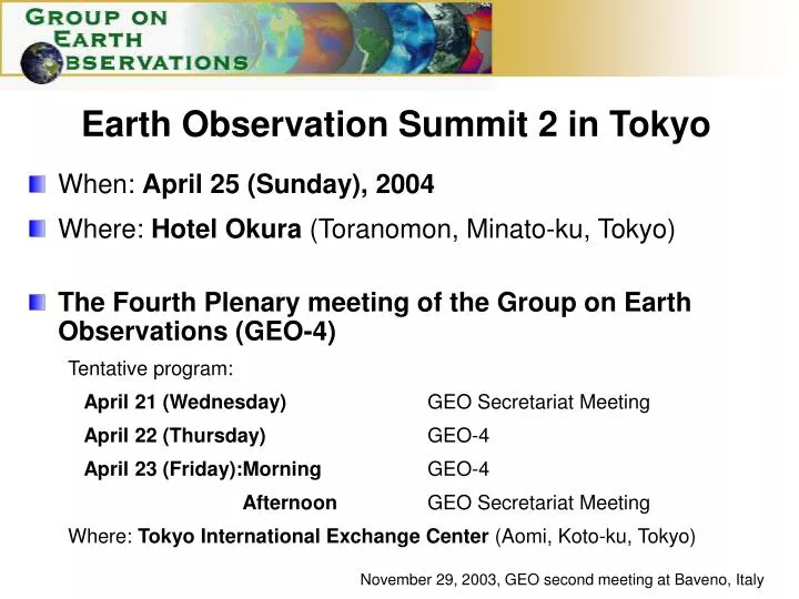 earth observation summit 2 in tokyo