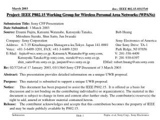 Project: IEEE P802.15 Working Group for Wireless Personal Area Networks (WPANs)