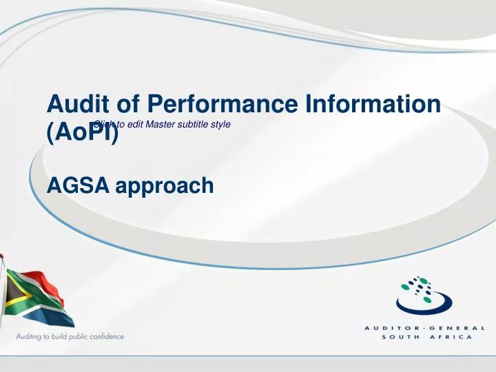 audit of performance information aopi agsa approach