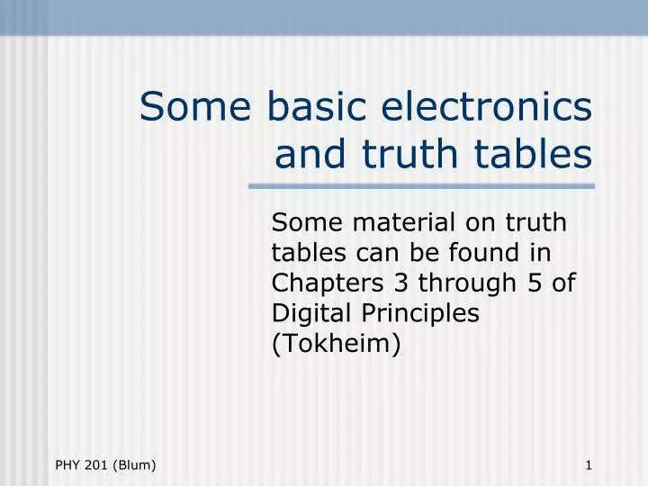 some basic electronics and truth tables