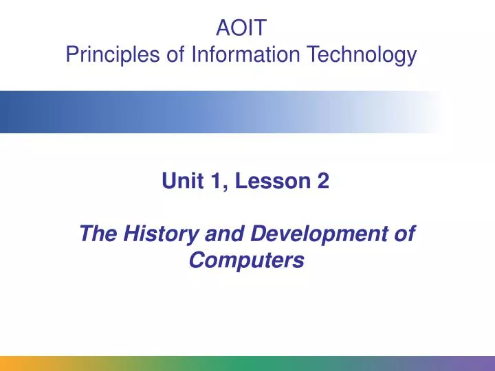 unit 1 lesson 2 the history and development of computers
