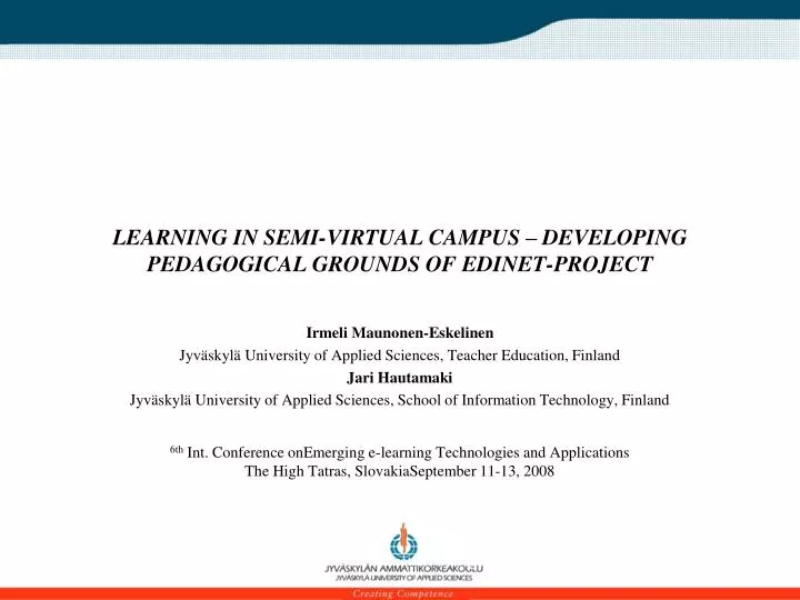 learning in semi virtual campus developing pedagogical grounds of edinet project