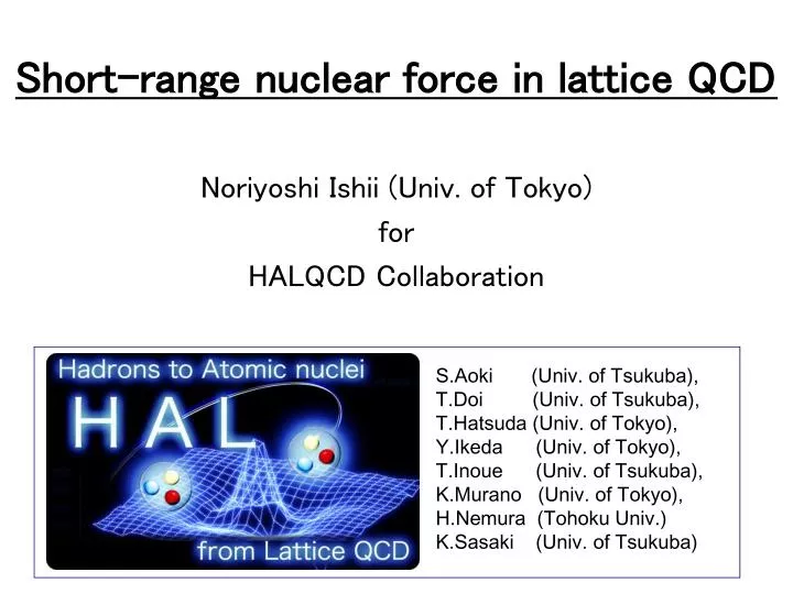 short range nuclear force in lattice qcd