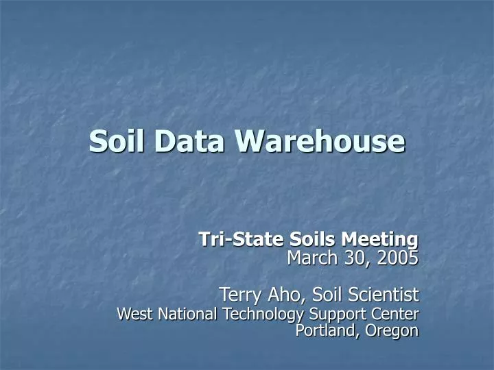 soil data warehouse
