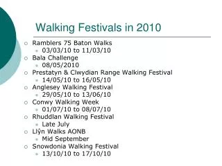 Walking Festivals in 2010