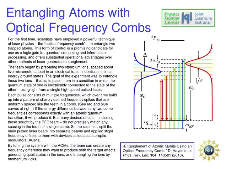 entangling atoms with optical frequency combs