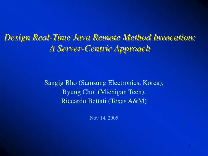 design real time java remote method invocation a server centric approach