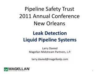 Pipeline Safety Trust 2011 Annual Conference New Orleans