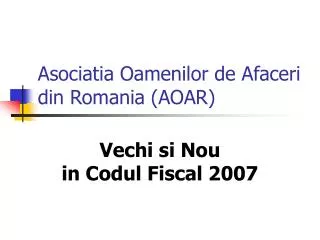 Asociatia Oamenilor de Afaceri din Romania (AOAR)