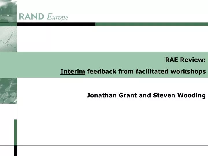 rae review interim feedback from facilitated workshops