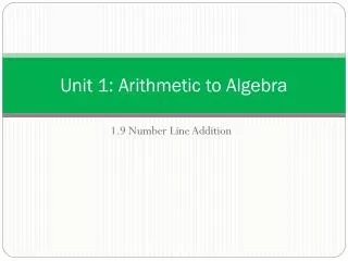 Unit 1: Arithmetic to Algebra