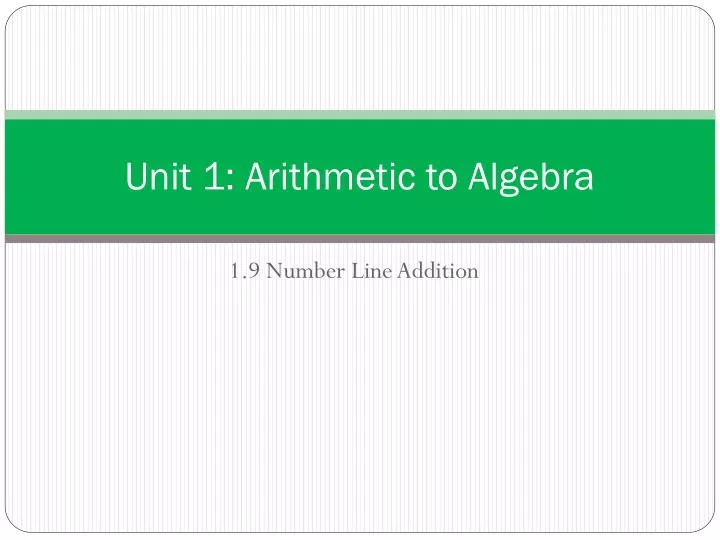 unit 1 arithmetic to algebra