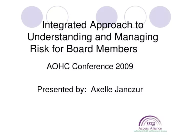 integrated approach to understanding and managing risk for board members