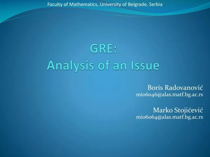 gre analysis of an issue