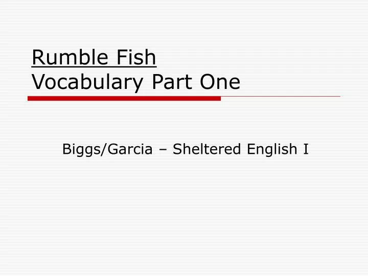 rumble fish vocabulary part one
