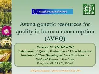 Avena genetic resources for quality in human consumption (AVEQ)