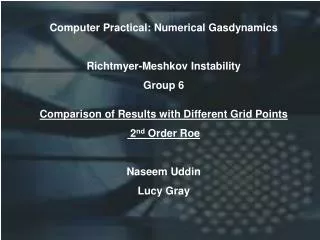 Computer Practical: Numerical Gasdynamics Richtmyer-Meshkov Instability Group 6