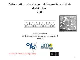 Deformation of rocks containing melts and their distribution 2009