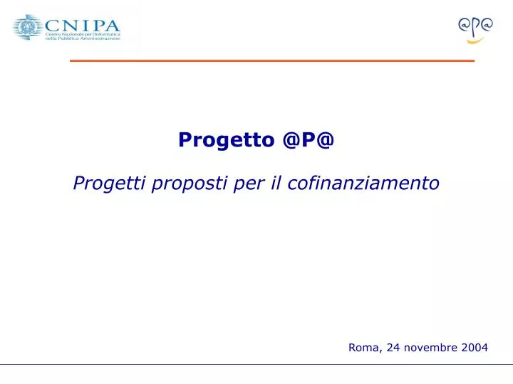 progetto @p@ progetti proposti per il cofinanziamento