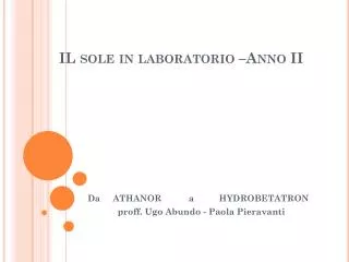 il sole in laboratorio anno ii