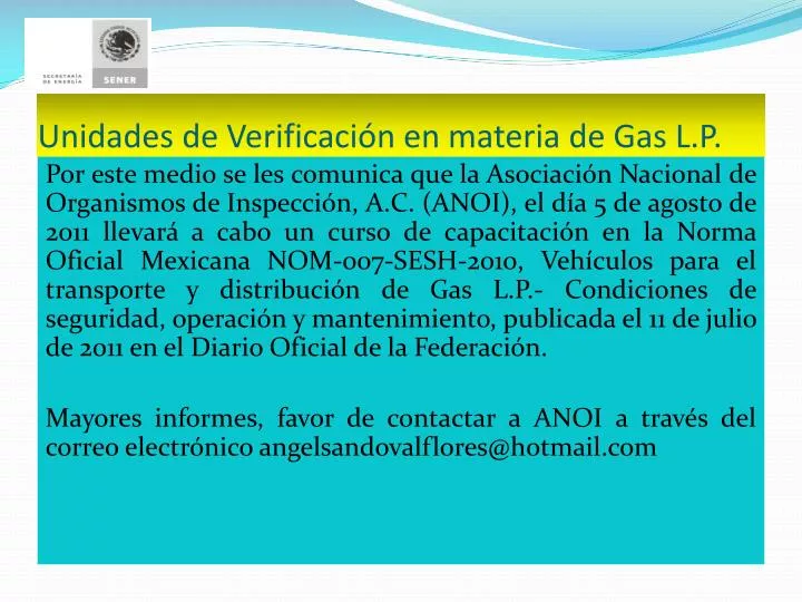 unidades de verificaci n en materia de gas l p