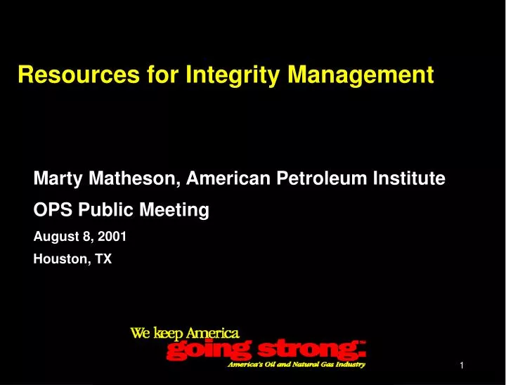 resources for integrity management