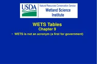 WETS Tables Chapter 9