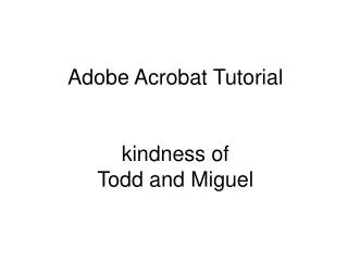 Adobe Acrobat Tutorial kindness of Todd and Miguel
