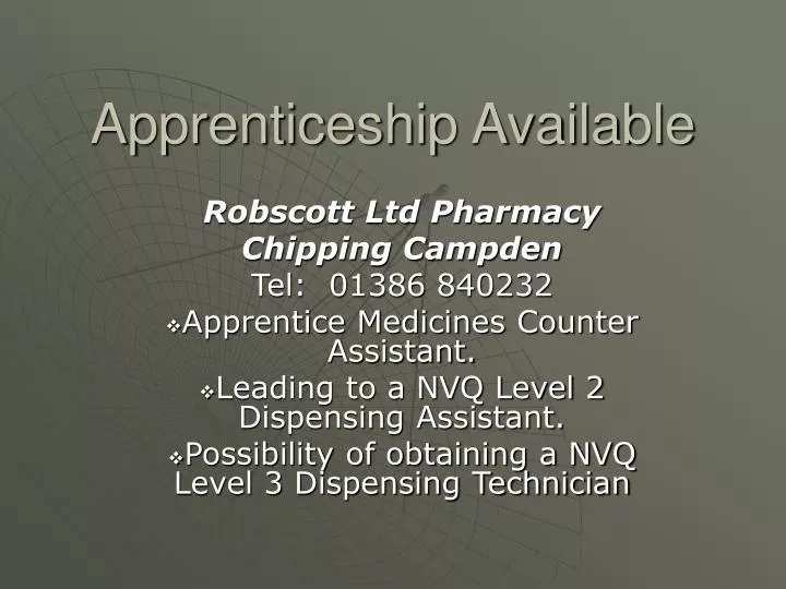 apprenticeship available