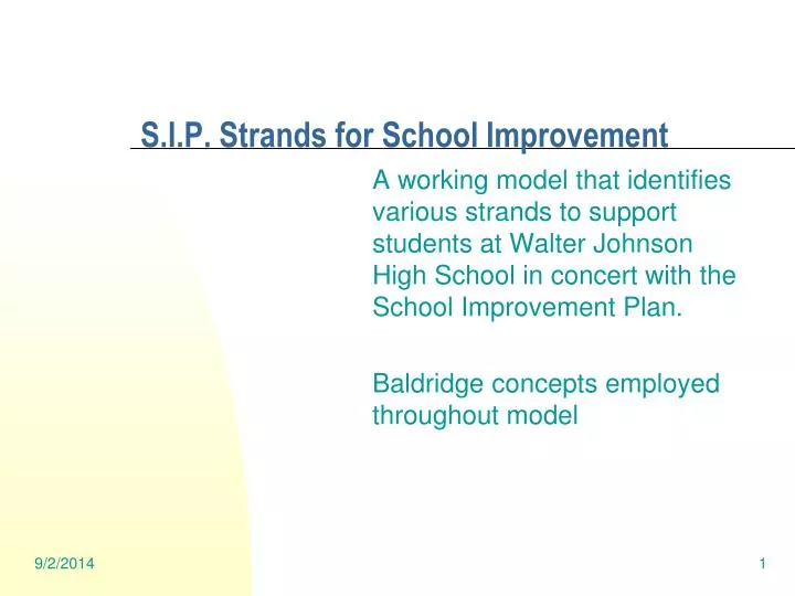 s i p strands for school improvement