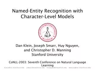 Named-Entity Recognition with Character-Level Models