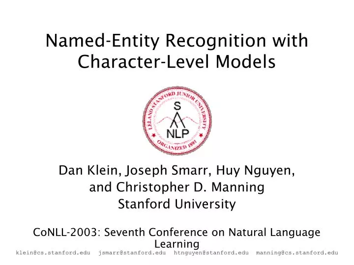 named entity recognition with character level models