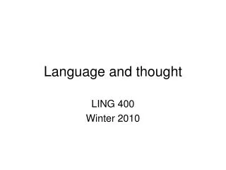 Language and thought