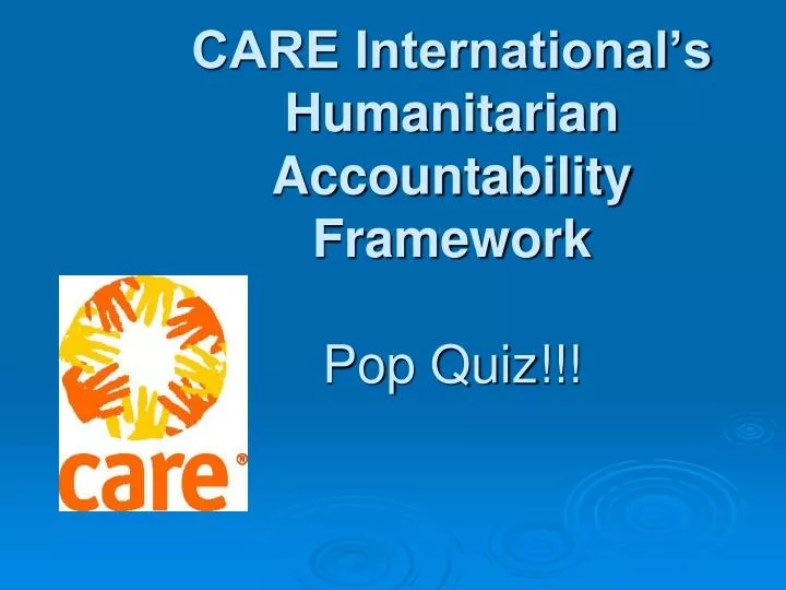 care international s humanitarian accountability framework pop quiz