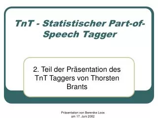 tnt statistischer part of speech tagger