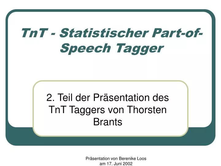 tnt statistischer part of speech tagger