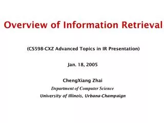 Overview of Information Retrieval