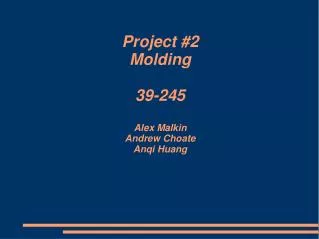 Project #2 Molding 39-245 Alex Malkin Andrew Choate Anqi Huang