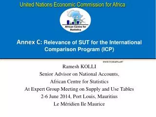 Annex C: Relevance of SUT for the International Comparison Program (ICP)