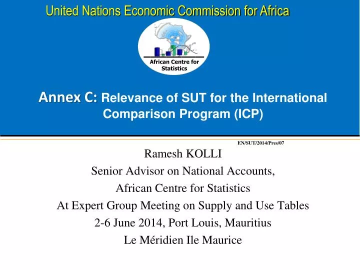 annex c relevance of sut for the international comparison program icp