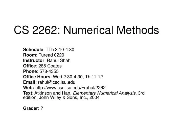 cs 2262 numerical methods